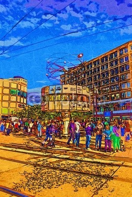 maxtor777, Berlin art design illustration (abstrakt, architektur, kunst, backgrounds, berlin, hell, stadtlandschaft, ausschnitt, pfad, verfärbt, bunt, kreativität, europa, deutsch, grunge, abbildung, tinte, orientierungspunkt, monuments, malen, panoramisch, papier, skyline, platsch, spritze)