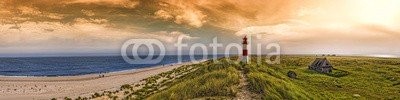 Blickfang, Panorama am Ellenbogen Sylt Abendrot (blau, deutsch, reiseziel, insel, meer, sand, urlaub, touristisch, nordsee, sylt, wasser, panorama, welle, stranden, strandkorb, himmel, attraktion, europa, erholung, kur, norden, kult, leuchtturm, rot, haus, sonnenuntergang, sonnenuntergäng)