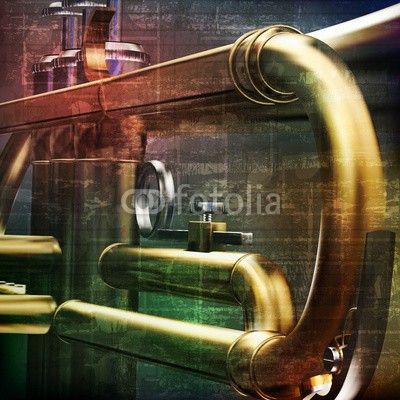 lembit, abstract grunge background with trumpet (trompete, musik, instrumente, retro, funken, musikalisch, posaune, klingen, jazz, wind, weiß, backgrounds, niemand, single, objekt, gold, abbildung, blues, saxophon, saxophon, saxophonist, glänzend, sopran, entwerfen, konzert, eleganze, stil, pfad, side)