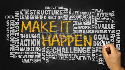 cacaroot, make it happen concept (geschehen, vorschlag, geleistet, leistung, aktion, aktiv, ehrgeiz, anfangen, business, herausforderung, wechseln, konzept, gestalten, ideen, führung, determination, traum, zukunft, fußballtor, target, anspornen, aufbessern, motivation, inspiration, lif)