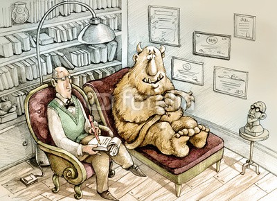 nuvolanevicata, I feel like a monster (psychiatrie, psychologie, analytiker, pfad, ego, maine, monster, studieren, doktor, erzählen, dulden, gefühl, öffnen, richter, zuhören, dulden, transformer, routen, bewusst, identität, bett, stuhl, gesundheit, unordnung, beratung, ausdruc)