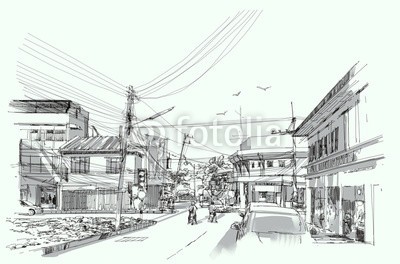 grandfailure, city street digital sketch.Illustration (abstrakt, architektur, kunst, kunstvoll, backgrounds, schöner, schönheit, schwarz, gebäude, business, canvas, stadt, stadtlandschaft, konzept, deckung, kultur, entwerfen, zeichnung, gezeichnet, elemente, haus, abbildung, life, linie, alt, papier, pe)