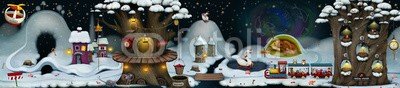 annamei, Fairy winter night (märchen, abbildung, winter, urlaub, nacht, schnee, fantasy, dorf, see, eis, frost, baum, spielwaren, spiel, app, spiel, suche, ebnen, irreal, zug, brücke, vögel, gimpel, uhr, nest, hubschrauber, seilbahn, bahn, landschaft, schlitte, swans, haus, zuhaus)