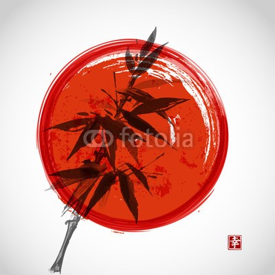 elinacious, Card with bamboo and red sun on white background (abstrakt, artwork, asien, asiatisch, backgrounds, bambus, schwarz, verzweigt, bürste, kalligraphie, china, chinese, sätze, kultur, entwerfen, ost, fahne, gärten, grafik, abbildung, abbild, tinte, einladung, japan, japanisch, leaf, licht, natürlic)
