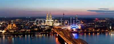 davis, Köln (cologne, panorama, architektur, dom, skyline, rhein, stad)