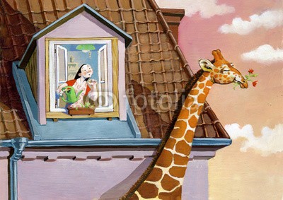 nuvolanevicata, giraffa sogno e realtˆ (giraffe, mädchen, dachboden, dach, sonnenuntergänge, fliesen, traum, wirklichkeit, stehlen, scherz, ironie, süsskraft, zärtlichkeit, psychologie, erzählung, allegorie, symbol, unmöglich, überraschung, original, different, blick, anschei)