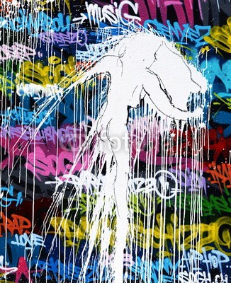 celeste clochard, graffiti (graffiti, abstrakt, street art, ausdruck, wand, malen, farbe, kunst, list, rue, schweiz, gischt, vorstadt, collage, jahrgang, schöpfung, kreativität, surrealismus, dadaismus, gouach)