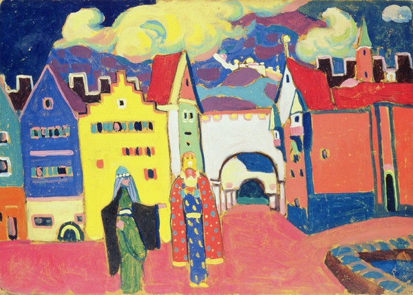 Alexej von Jawlensky, Oriental Town, 1908 (oil on cardboard) (Klassische Moderne,  Expressionismus, Architektur, Stadt, Orient, Orientalen, Malerei, Wohnzimmer, Treppenhaus, Wunschgröße, bunt)