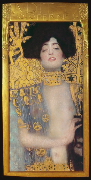 Gustav Klimt, Judith, 1901 (oil on canvas) (Klassische Moderne,dekorativ, Erotik, Akt, Jugendstil, Eros&People, Frau, Holofernes, abgeschlagener Kopf,  Wohnzimmer, Treppenhaus, Schlafzimmer, Malerei, Wunschgröße, gold/bunt)