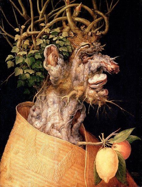 Giuseppe Arcimboldo, Winter, (oil on canvas) (Wunschgröße, Gesicht, Portrait,  floral, Winter, Geäst, Wurzeln, Baumstamm, Jahreszeit, Personifizierung, bizarr, Manierismus, Allegorie, Figurativ, Klassiker, Wohnzimmer, Esszimmer, bunt)