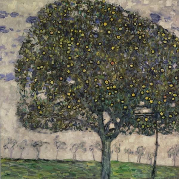 Gustav Klimt, The Apple Tree II, 1916 (oil on canvas) (Klassische Moderne,dekorativ, Jugendstil, Baum, Obstbaum, Früchte, Äpfel, Herbst, bunt, Wohnzimmer, Treppenhaus, Schlafzimmer, Wintergarten, Malerei, Wunschgröße,)