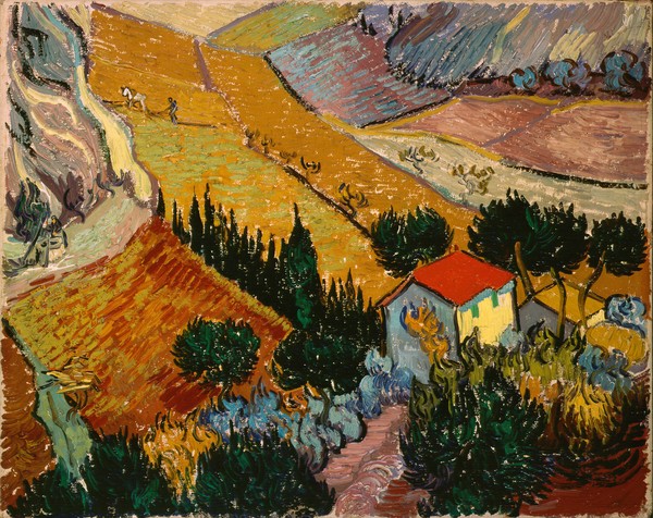 Vincent van Gogh, Landscape with House and Ploughman, 1889 (oil on canvas)