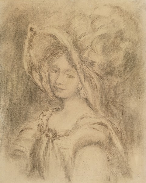 Pierre-Auguste Renoir, Mme Dieterle in a Hat, c.1896 (charcoal on paper)