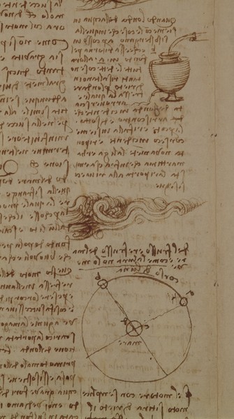 Leonardo da Vinci, Scientific diagrams, from the 'Codex Leicester', 1508-12 (sepia ink on linen paper) (detail of 227791)