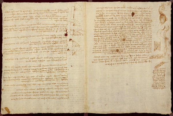 Leonardo da Vinci, Scientific diagrams, from the 'Codex Leicester', 1508-12 (sepia ink on linen paper)