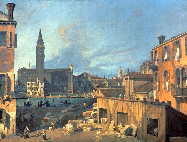 Canaletto, Venice: Campo San Vidal and Santa Maria della Carita (The Stonemason's Yard) 1727-28 (oil on canvas)