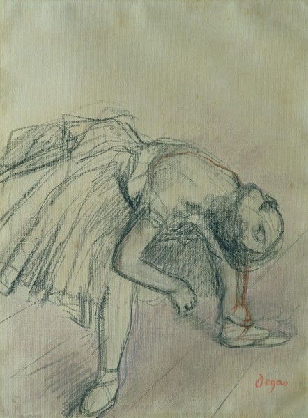 Edgar Degas, Dancer Fixing her Slipper, c.1865 (charcoal on paper)