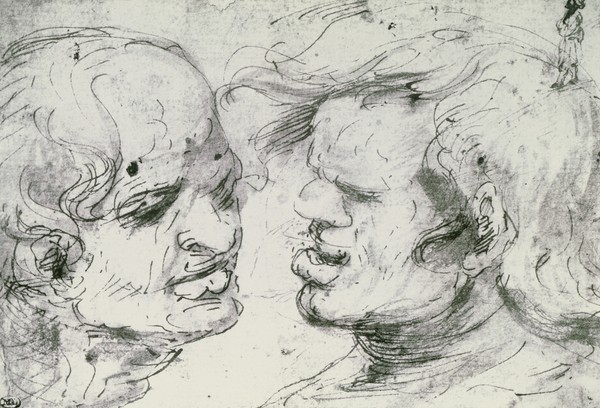Leonardo da Vinci, Two Heads (pen and ink on paper)