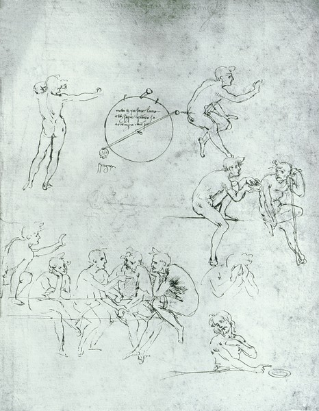 Leonardo da Vinci, Study of figures for 'The Adoration of the Magi' (pen and ink on paper)