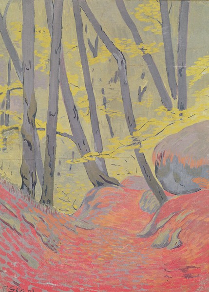Paul Serusier, Undergrowth (oil on canvas) (Landschaft, Hohlweg, Wald, Bäume, Symbolismus, Klassische Moderne, Malerei, Wunschgröße, Wohnzimmer, bunt)