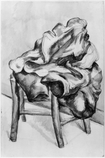 Paul Cézanne, Drapery on a Chair, 1980-1900 (pencil and w/c wash on paper) (b/w photo)