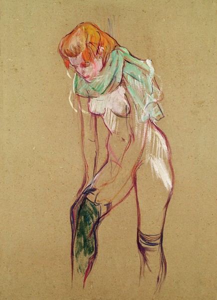 Henri de Toulouse-Lautrec, Woman Pulling Up her Stocking, 1894 (oil on card)