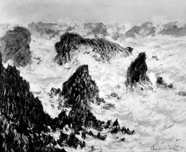 Claude Monet, The Rocks of Belle-Ile, 1886 (oil on canvas) (b/w photo)