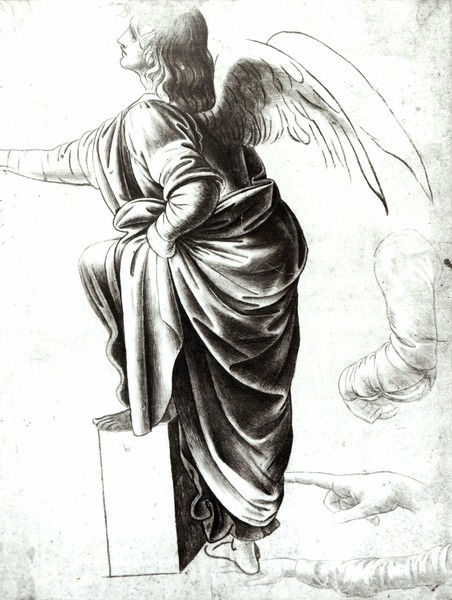 Leonardo da Vinci, Study of an Angel (chalk on paper) (b/w photo)