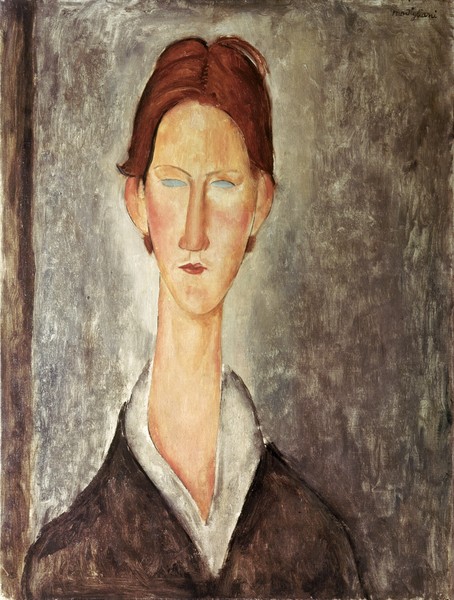 Amedeo Modigliani, Portrait of a Student, c.1918-19 (oil on canvas) (Portrait, Gesicht, junger Mann, Student, Expressionismus, klassische Moderne, Malerei, Wohnzimmer, Treppenhaus, Wunschgröße, bunt)