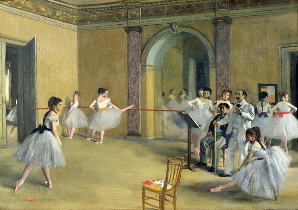 Edgar Degas, The Dance Foyer at the Opera on the rue Le Peletier, 1872 (oil on canvas)