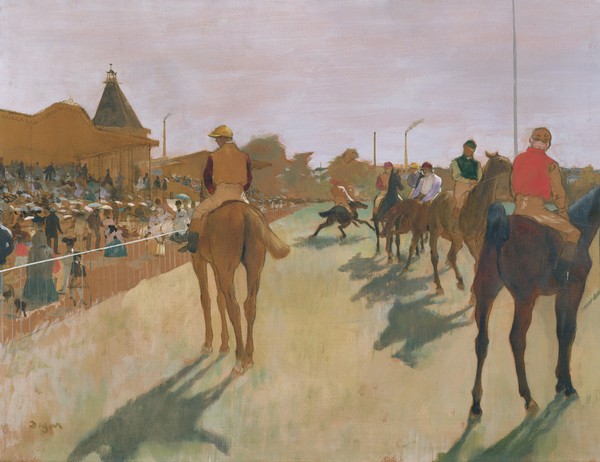Edgar Degas, The Parade, or Race Horses in front of the Stands, c.1866-68 (oil on paper)