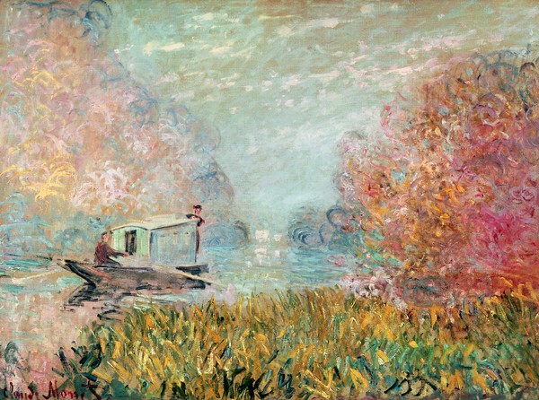 Claude Monet, The Boat Studio on the Seine, 1875 (oil on canvas)