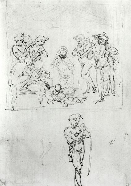 Leonardo da Vinci, Figural Studies for the Adoration of the Magi, c.1481 (pen & ink and metalpoint on paper)