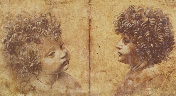 Leonardo da Vinci, Study of a child's head (red chalk heightened with white on paper)