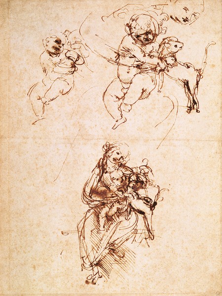 Leonardo da Vinci, Studies for a Madonna with a Cat, c.1478-80 (pen and ink on paper)