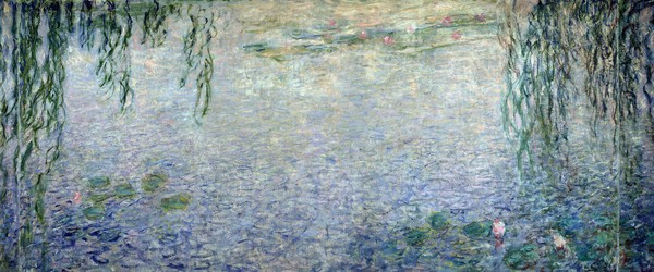 Claude Monet, Waterlilies: Morning with Weeping Willows, detail of the central section, 1915-26 (oil on canvas) (see also 162347 & 162349)