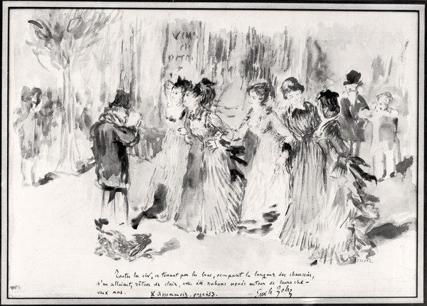 Pierre-Auguste Renoir, Illustration for 'L'Assommoir' (1876-77), by Emile Zola (1840-1902), page 453 (wash on paper) (b/w photo)