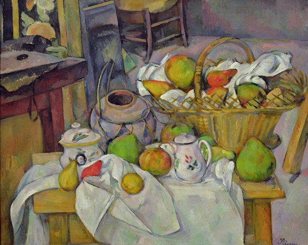Paul Cézanne, Still life with basket, 1888-90 (oil on canvas)