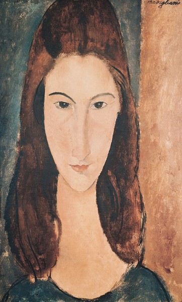 Amedeo Modigliani, Portrait of a Young Girl (oil on canvas) (Portrait, Gesicht, junge Frau,  Expressionismus, klassische Moderne, Malerei, Wohnzimmer, Treppenhaus, Wunschgröße, bunt)