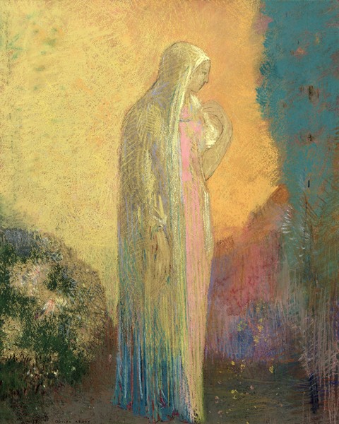 Odilon Redon, Standing Veiled Woman (pastel on paper)