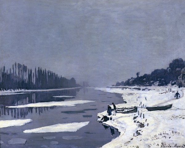 Claude Monet, Ice floes on the Seine at Bougival, c.1867-68 (oil on canvas)