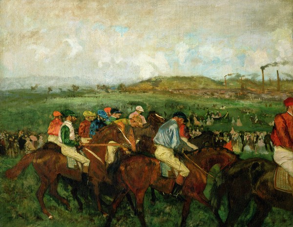 Edgar Degas, Gentlemen race. Before the Departure, 1862 (oil on canvas)