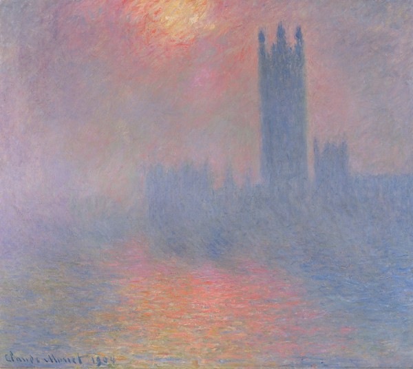 Claude Monet, The Houses of Parliament, London, with the sun breaking through the fog, 1904 (oil on canvas)