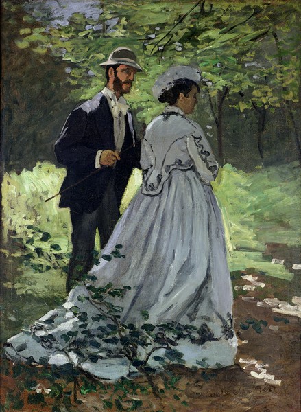 Claude Monet, The Promenaders, or Claude Monet Bazille and Camille, 1865 (oil on canvas)