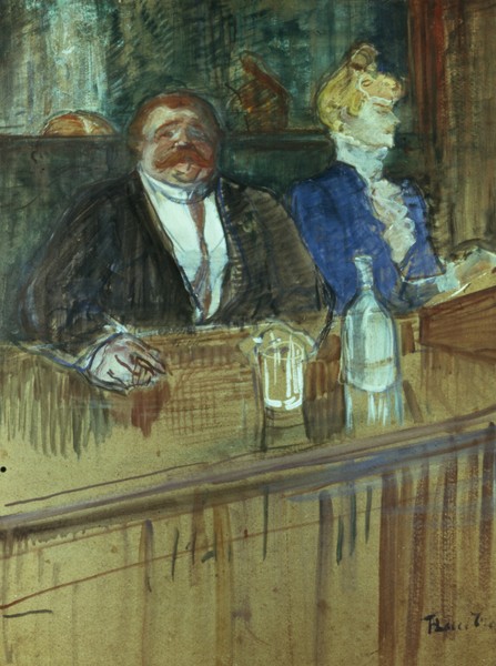 Henri de Toulouse-Lautrec, In the Bar: The Fat Proprietor and the Anaemic Cashier, 1898 (gouache on paper)