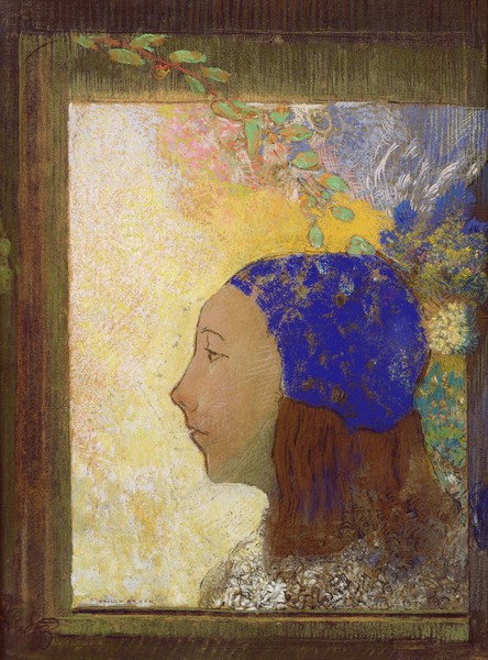 Odilon Redon, Young Girl in a Blue Bonnet, after 1890 (pastel on paper)