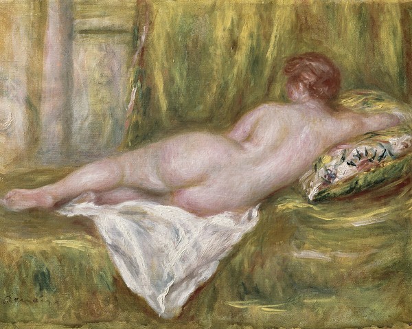 Pierre-Auguste Renoir, Reclining Nude from the Back, Rest after the Bath, c.1909 (oil on canvas)