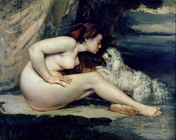 Gustave Courbet, Female Nude with a Dog (Portrait of Leotine Renaude) 1861-62 (oil on canvas)