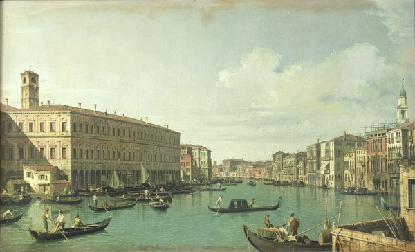 Canaletto, The Grand Canal from the Rialto Bridge (oil on canvas)