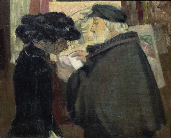 Maurice Denis, Edgar Degas (1834-1917) with his Model, c.1904 (oil on canvas) (Künstler, Degas, Maler, Staffel. Attelier, Model, Frau, Notizbuch, Persönlichkeiten,  Wohnzimmer, Galerie, Wunschgröße, bunt)